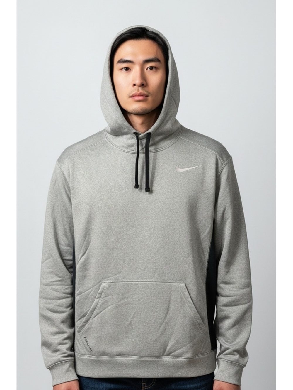 Nike Therma-FIT Men's Medium Grey and Black Pullover Hoodie